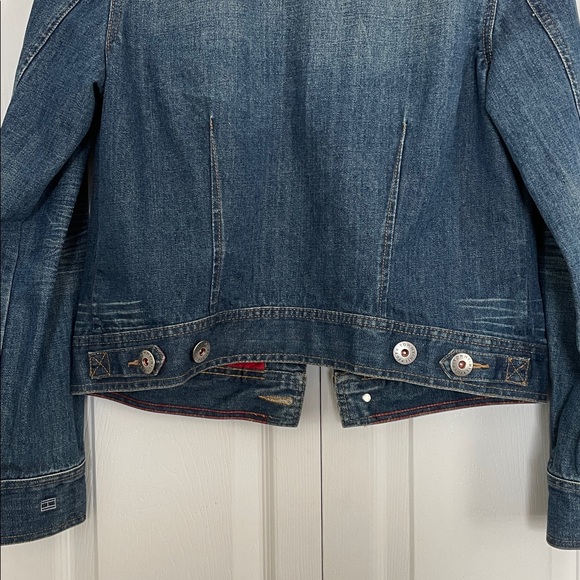 Tommy Hilfiger M Distressed Blue Jean Jacket Metal button closure pockets 2005 - Picture 13 of 16
